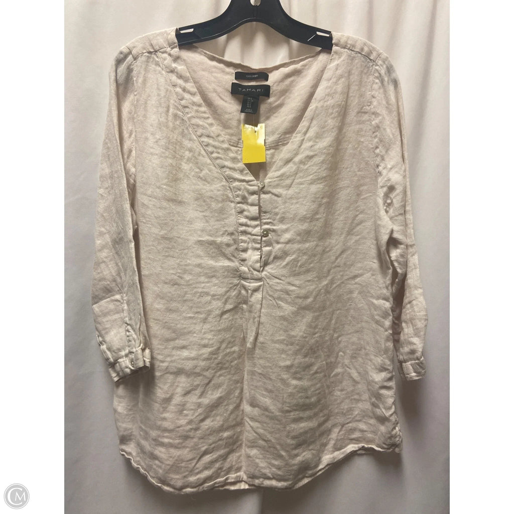 Top Long Sleeve By Tahari In Cream, Size: S
