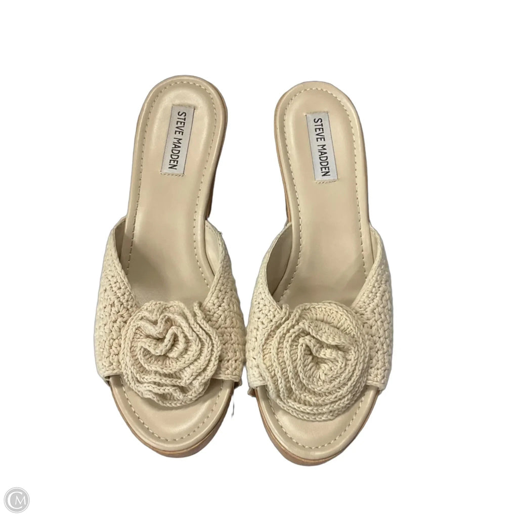 Sandals Heels Block By Steve Madden In Beige, Size: 10