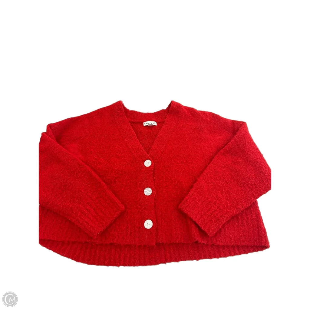 Sweater Cardigan By Ava & Viv In Red, Size: 2x