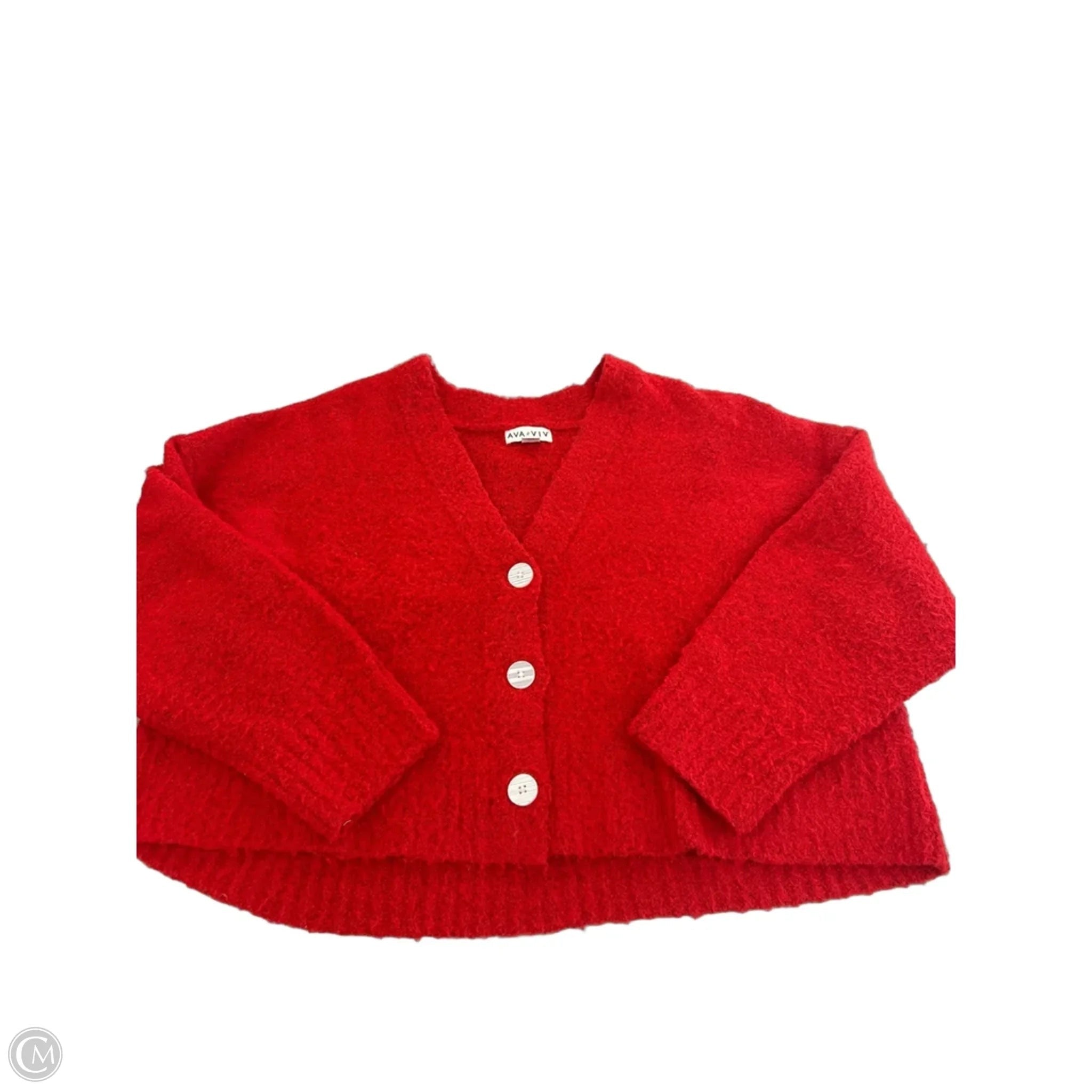 Sweater Cardigan By Ava & Viv In Red, Size: 2x
