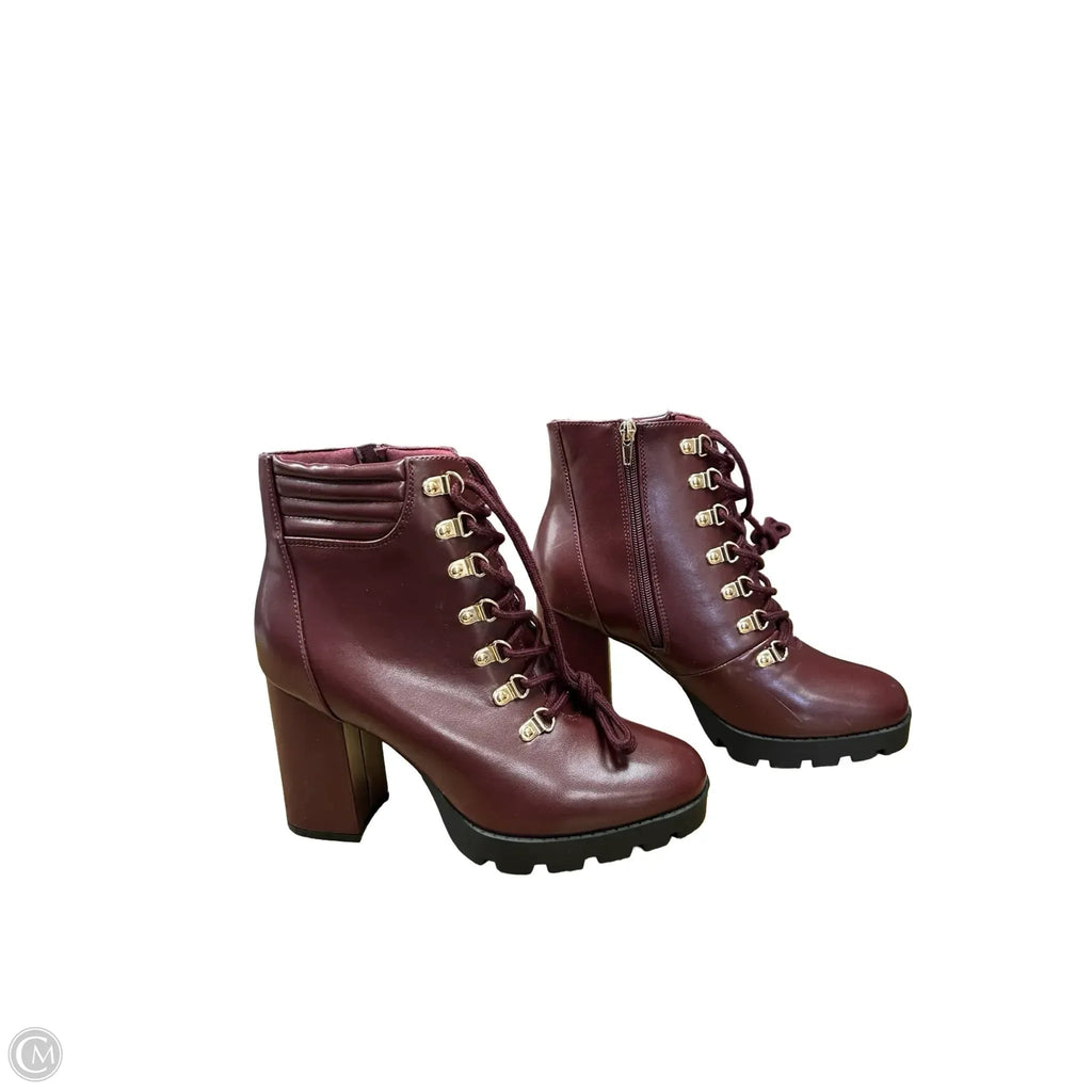 Boots Ankle Heels By Cme In Maroon, Size: 9.5
