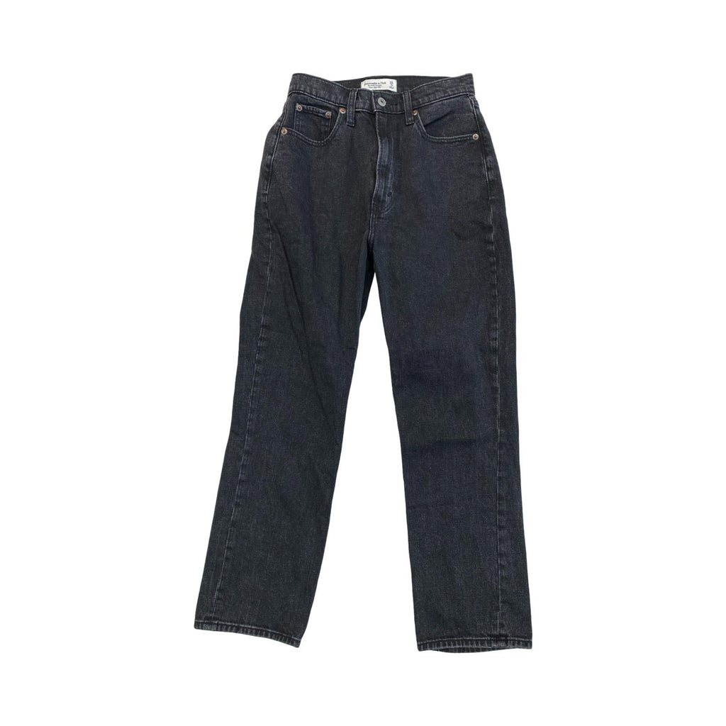 Jeans Straight By Abercrombie And Fitch In Black Denim, Size:0