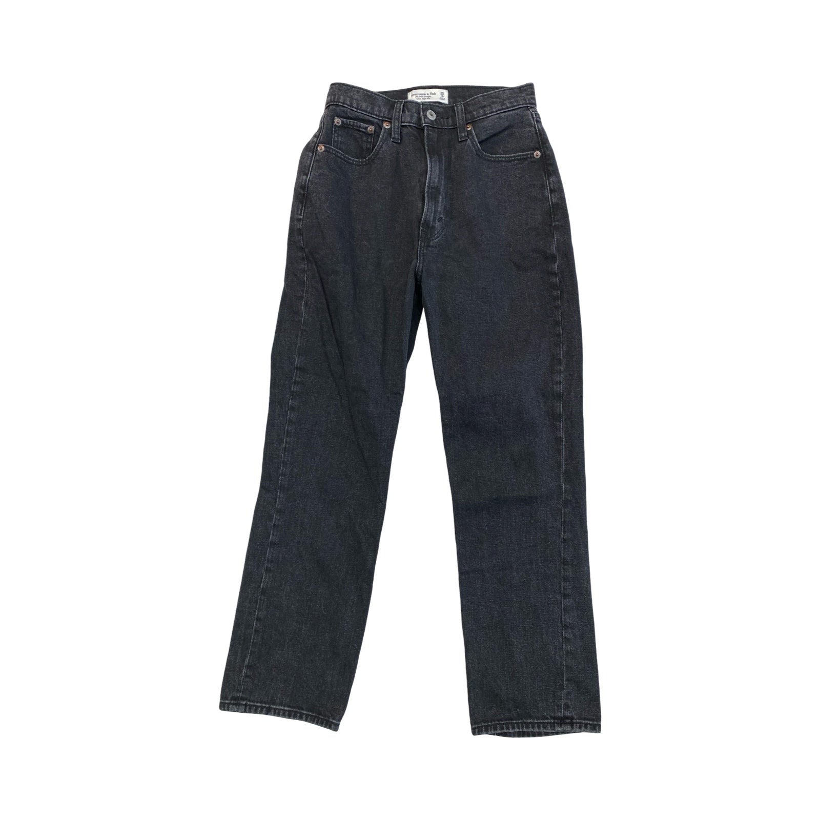 Jeans Straight By Abercrombie And Fitch In Black Denim, Size:0