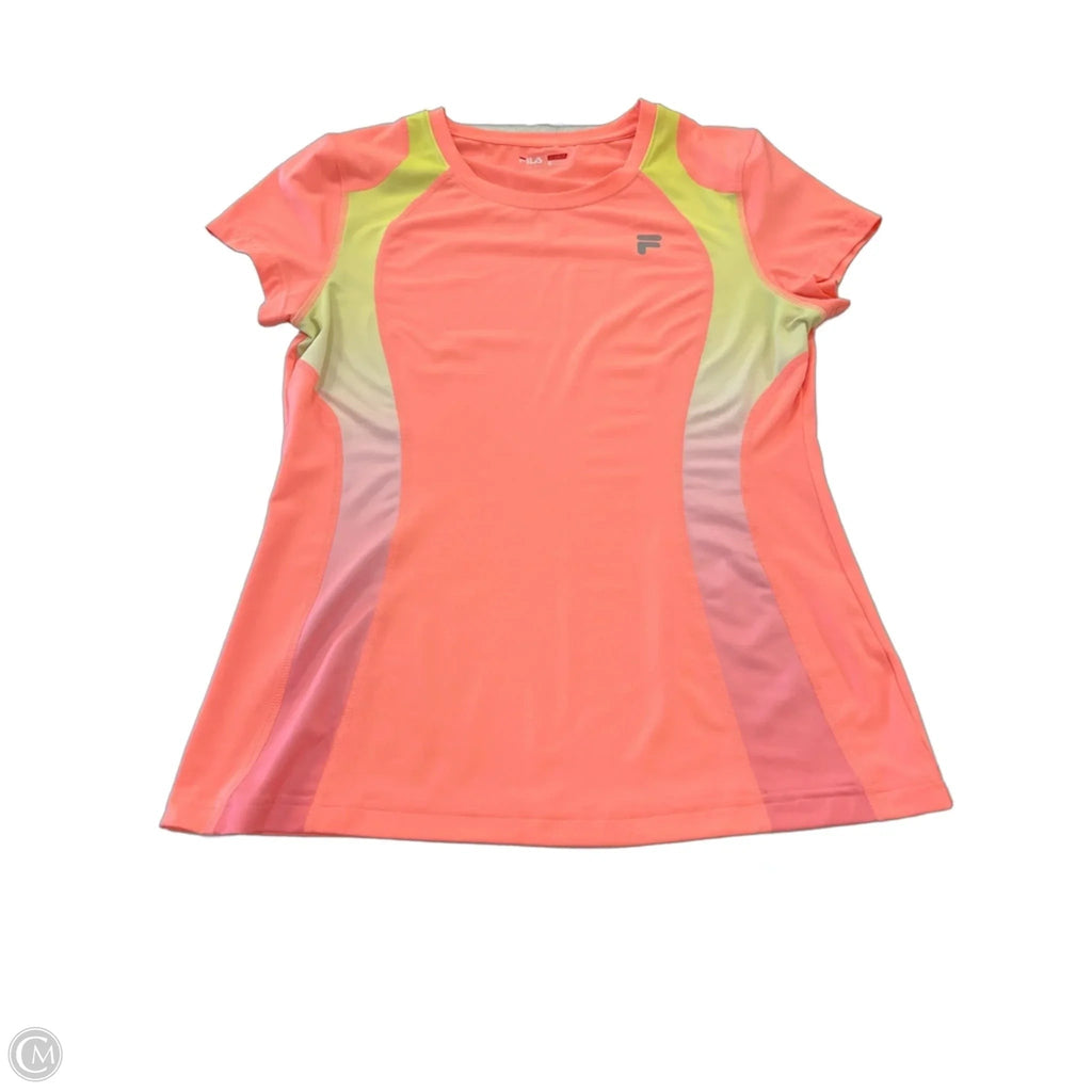 Athletic Top Short Sleeve By Fila In Orange & Yellow, Size: M