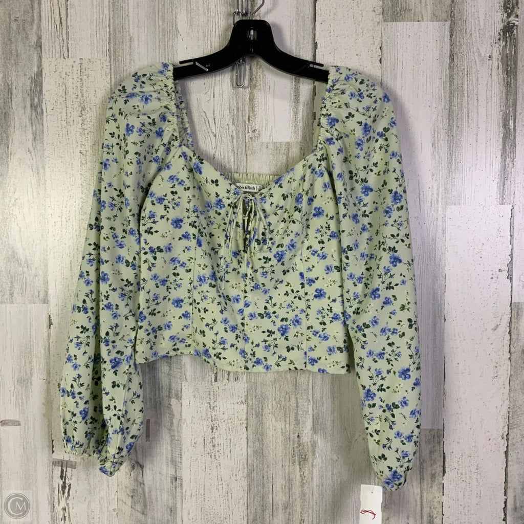 Top Long Sleeve By Abercrombie And Fitch In Green & Purple, Size: S