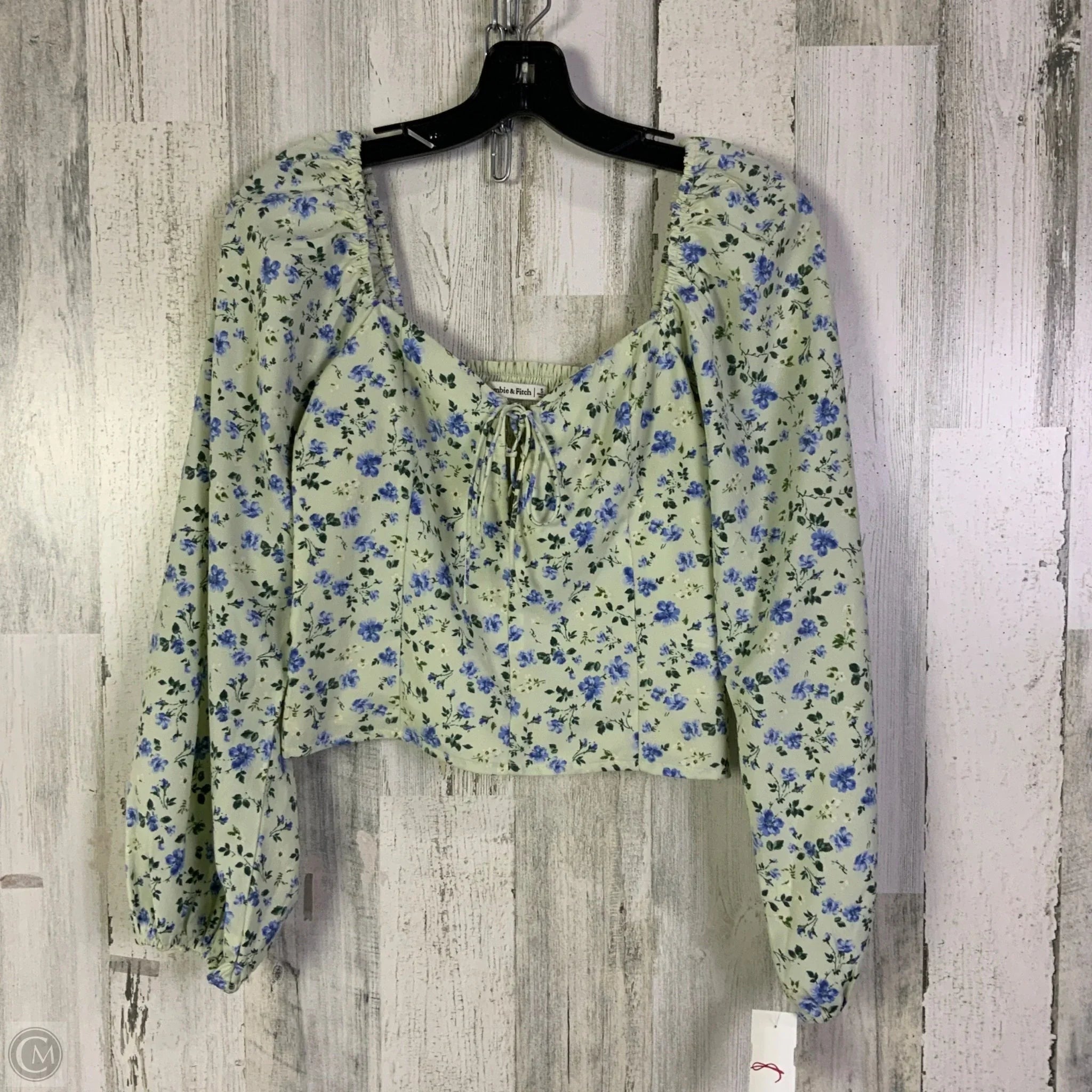 Top Long Sleeve By Abercrombie And Fitch In Green & Purple, Size: S