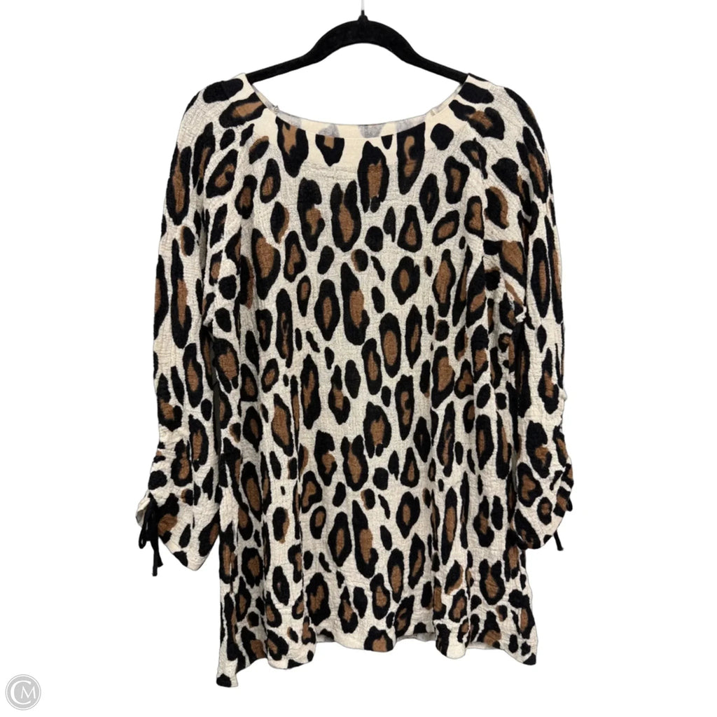 Blouse Long Sleeve By Chicos In Black & Cream, Size: Xl