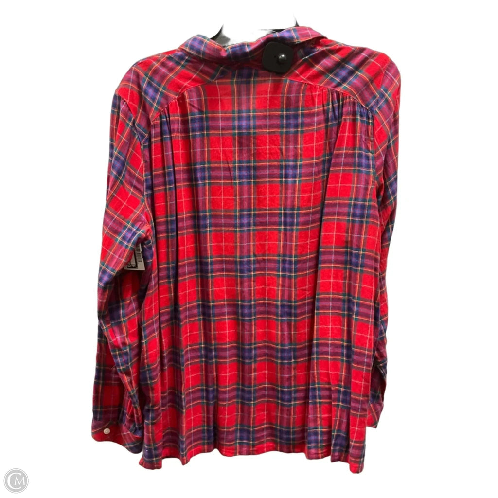 Top Long Sleeve By J. Jill In Plaid Pattern, Size: L