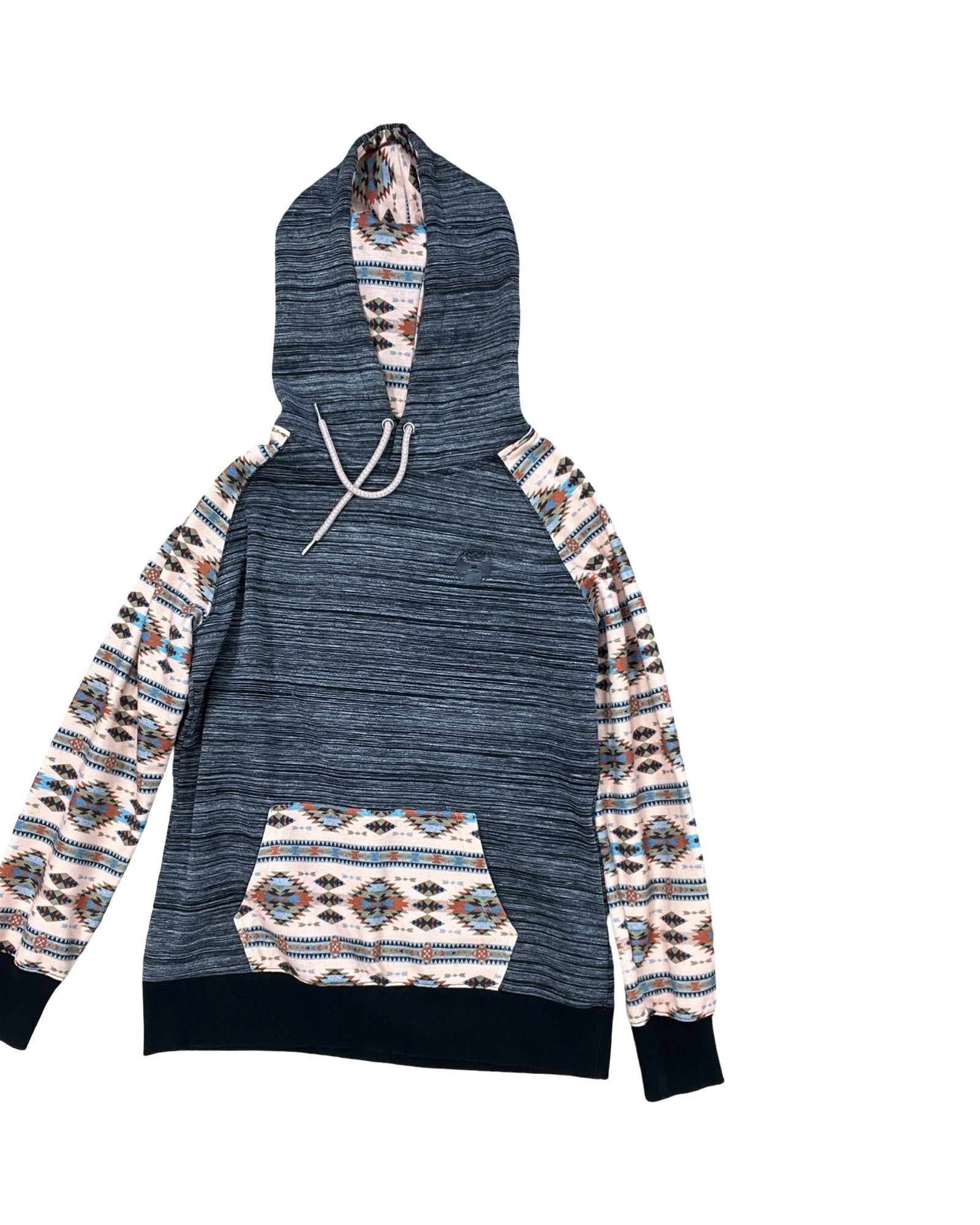 Sweatshirt Hoodie By Clothes Mentor In Grey & Orange, Size:M