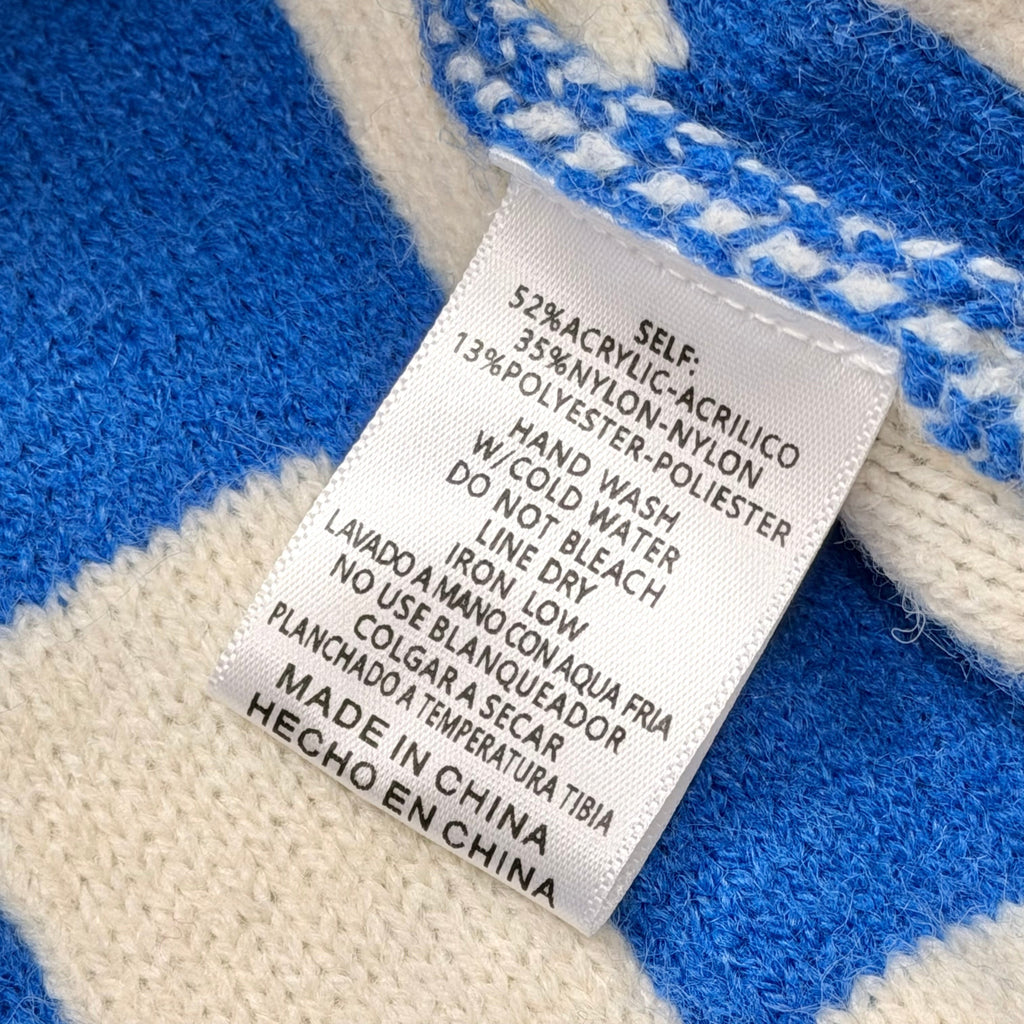 Sweater Cardigan By Stile In Blue & Cream, Size: L
