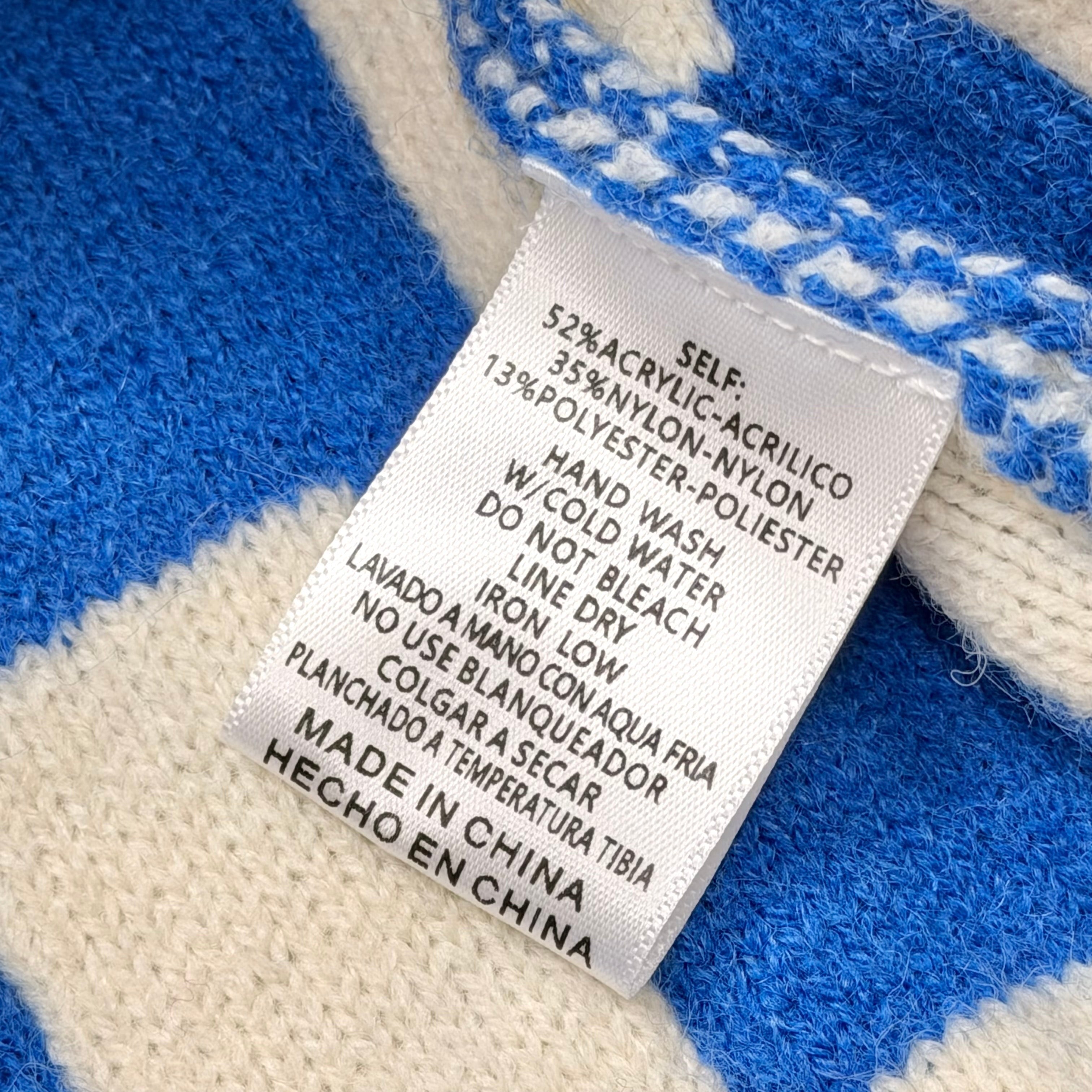 Sweater Cardigan By Stile In Blue & Cream, Size: L
