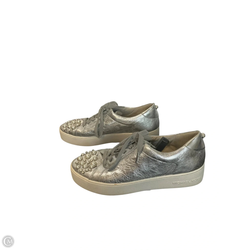 Shoes Designer By Michael Kors In Silver, Size: 9.5