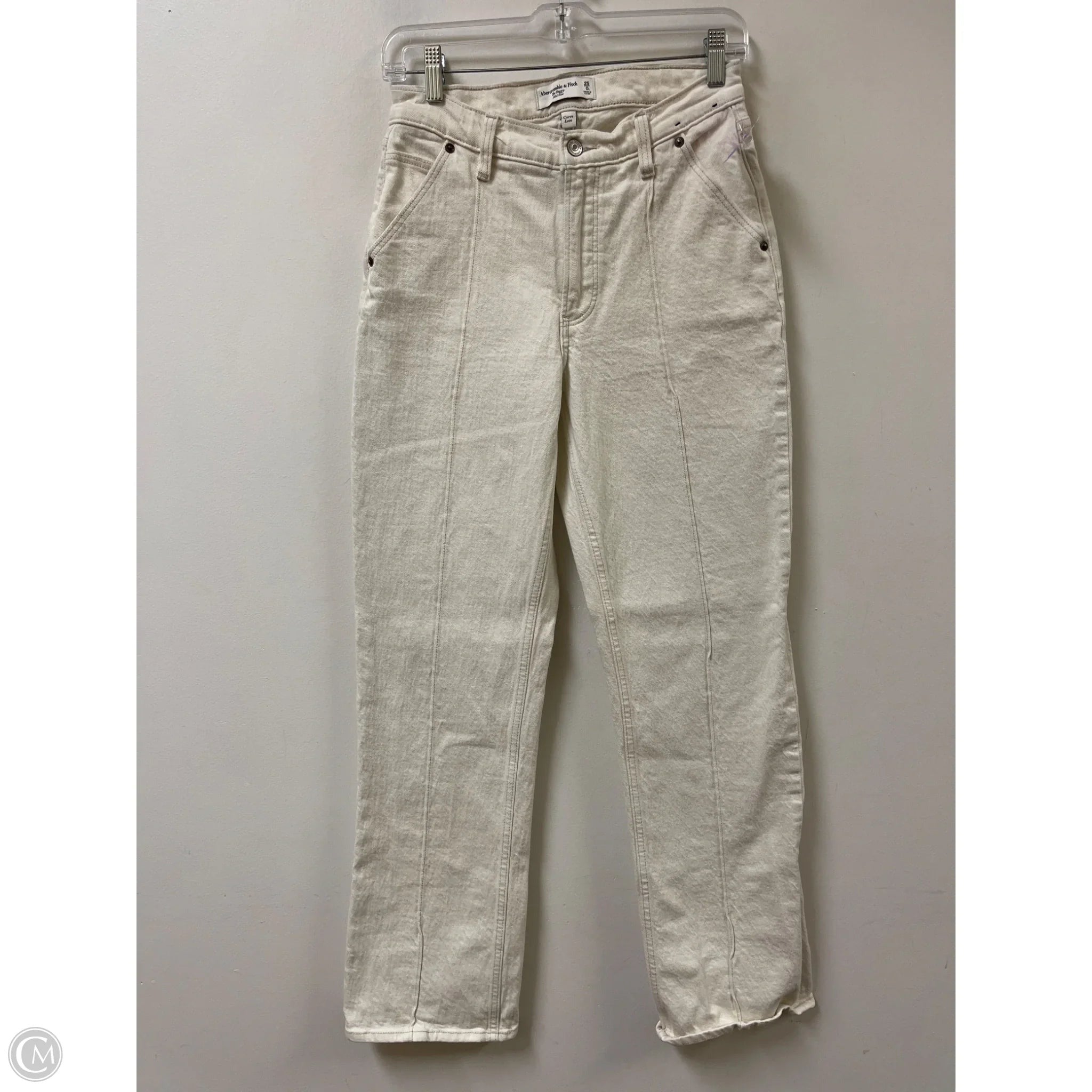 Jeans Straight By Abercrombie And Fitch In Cream, Size: 0