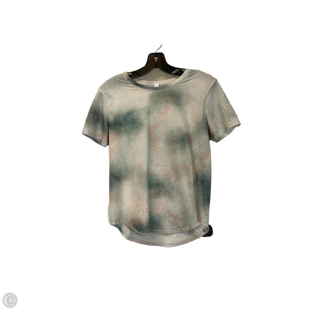 Athletic Top Short Sleeve By Lululemon In Green & Orange, Size: 4
