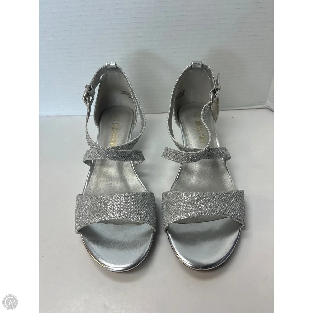 Sandals Heels Kitten By Dream Pairs In Silver, Size: 9