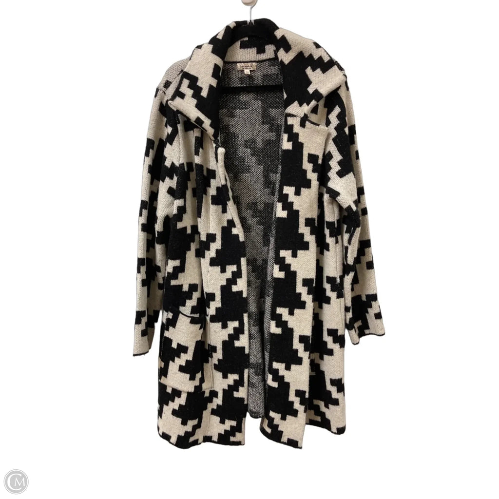 Sweater Cardigan By One World In Black & White, Size: L