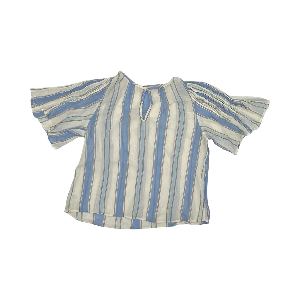 Blouse 3/4 Sleeve By Loft In Blue & Cream, Size:M