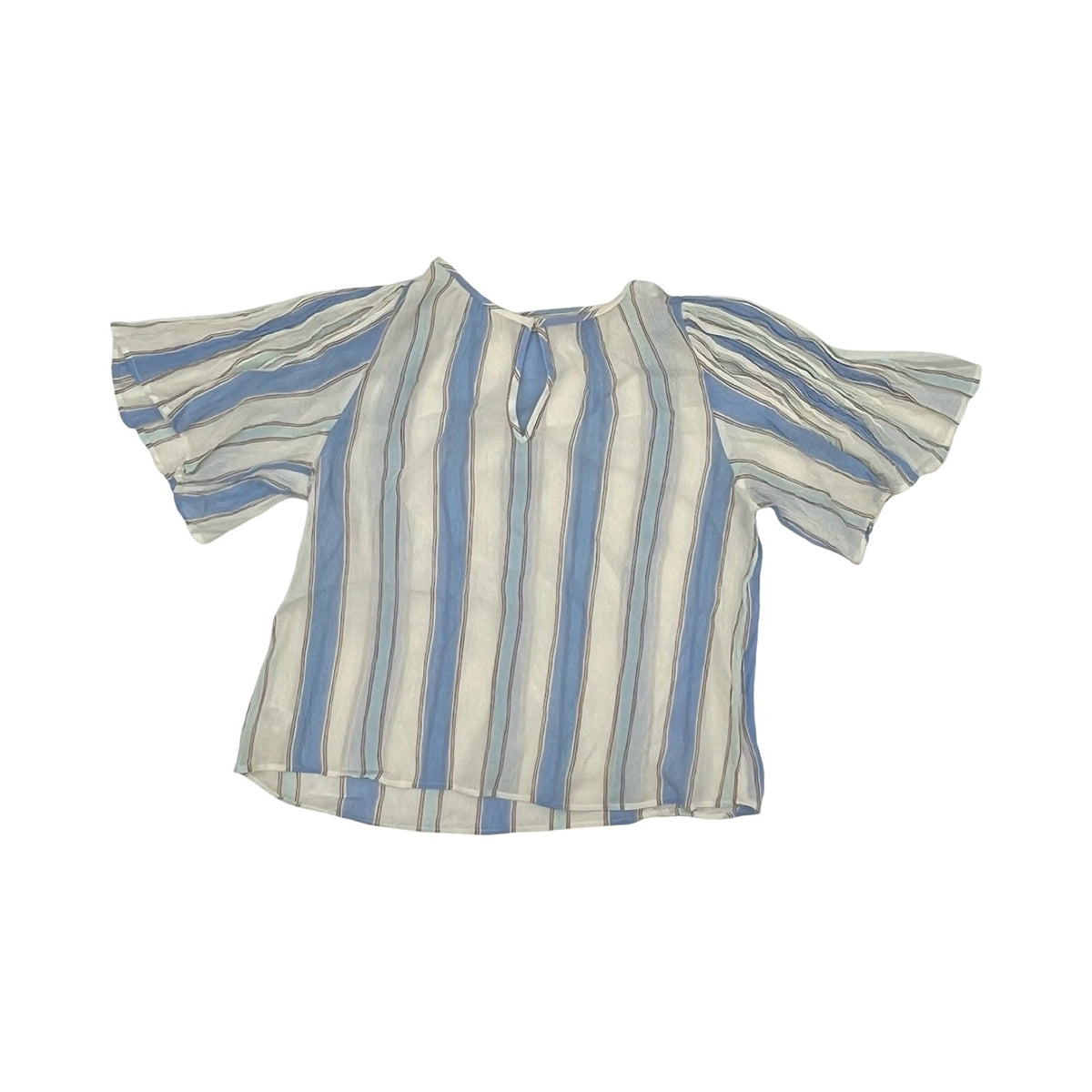 Blouse 3/4 Sleeve By Loft In Blue & Cream, Size:M