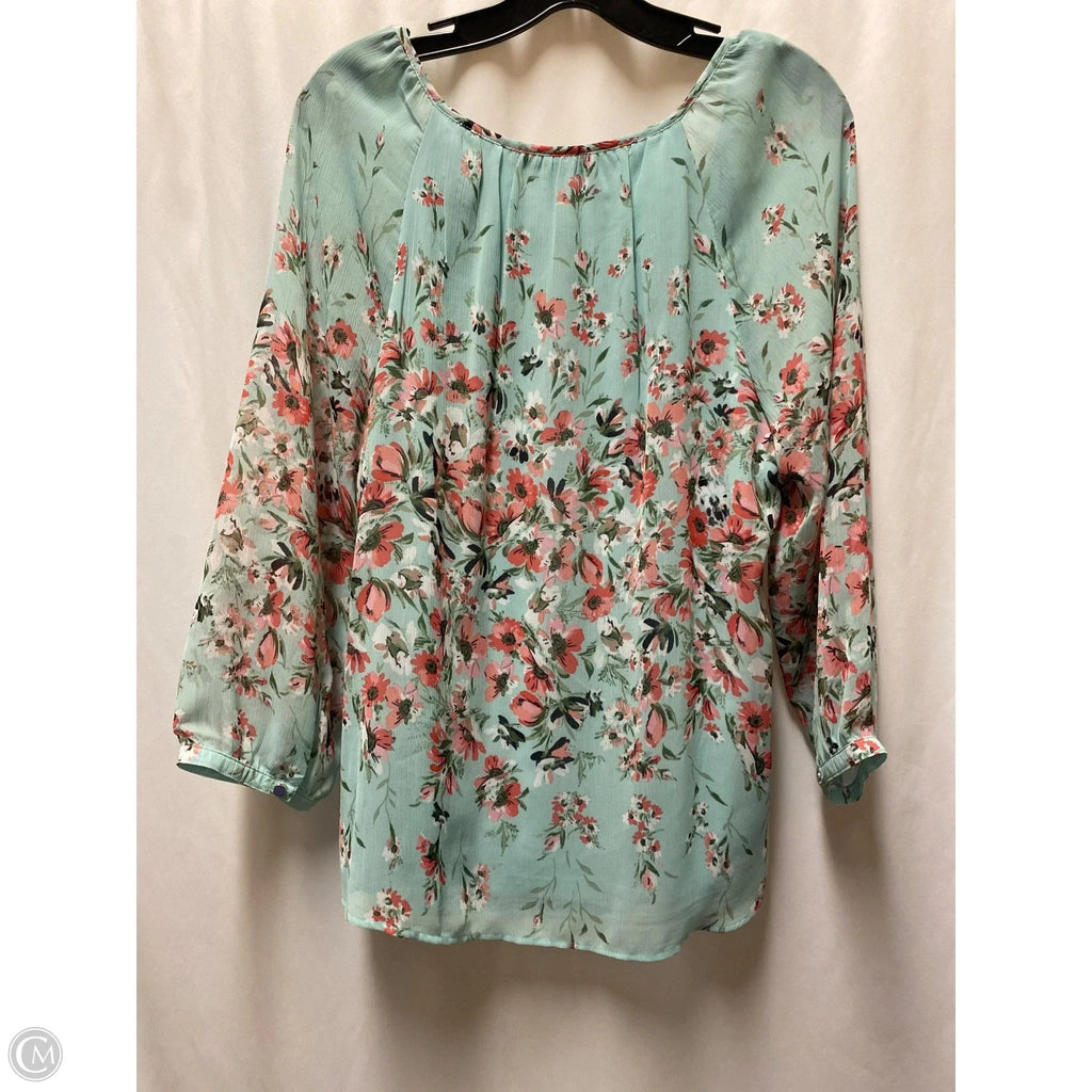 Top Long Sleeve By Sara Michelle In Teal, Size: L
