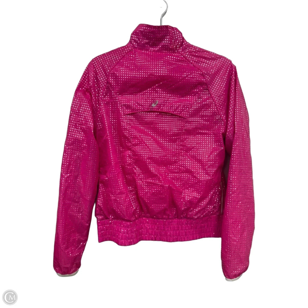 Athletic Jacket By Asics In Pink & Silver, Size: S