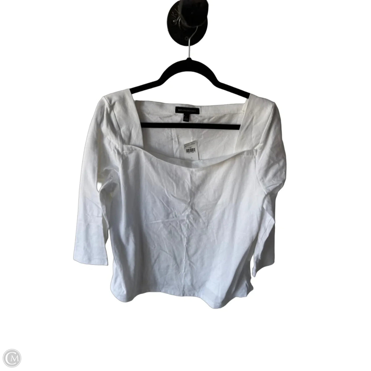 Top 3/4 Sleeve Basic By Banana Republic In White, Size: L