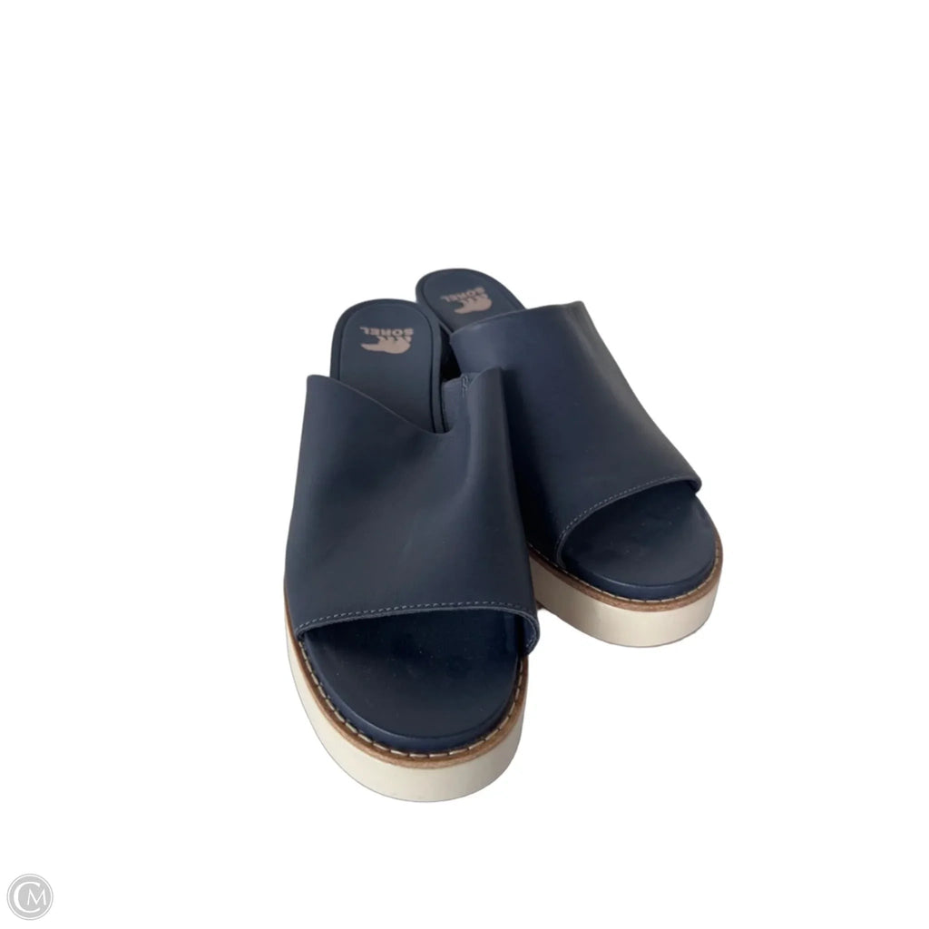 Sandals Heels Wedge By Sorel In Blue, Size: 10.5