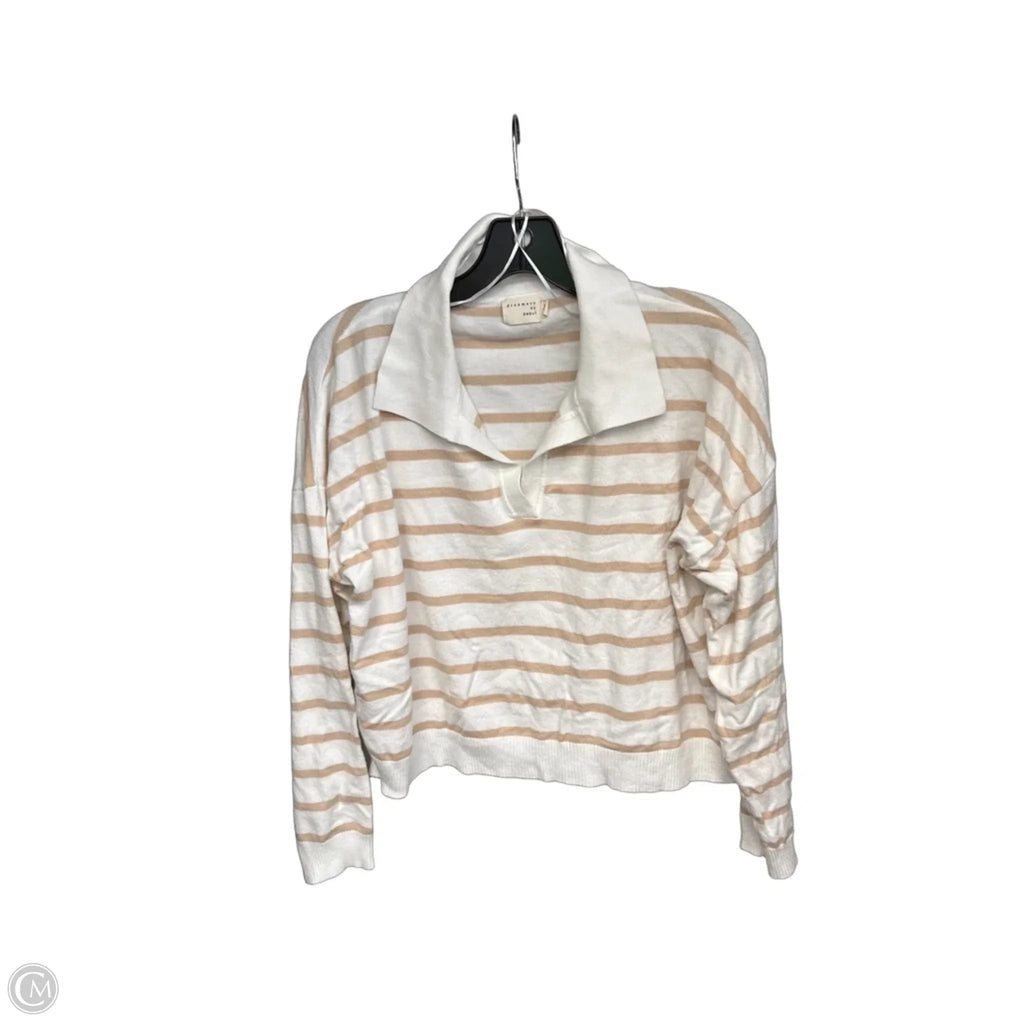 Top Long Sleeve By Dreamers In Tan & White, Size: L