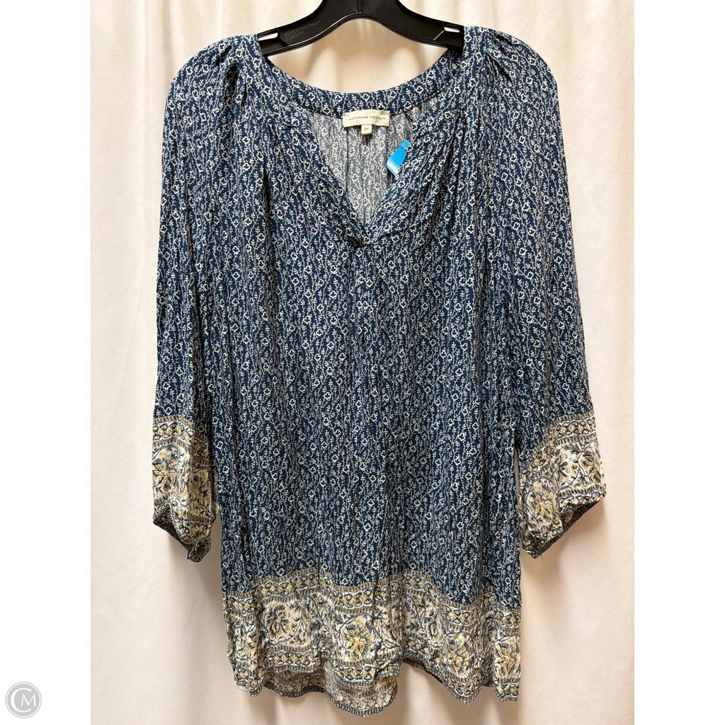 Top Long Sleeve By Adrienne Vittadini In Blue, Size: 2x