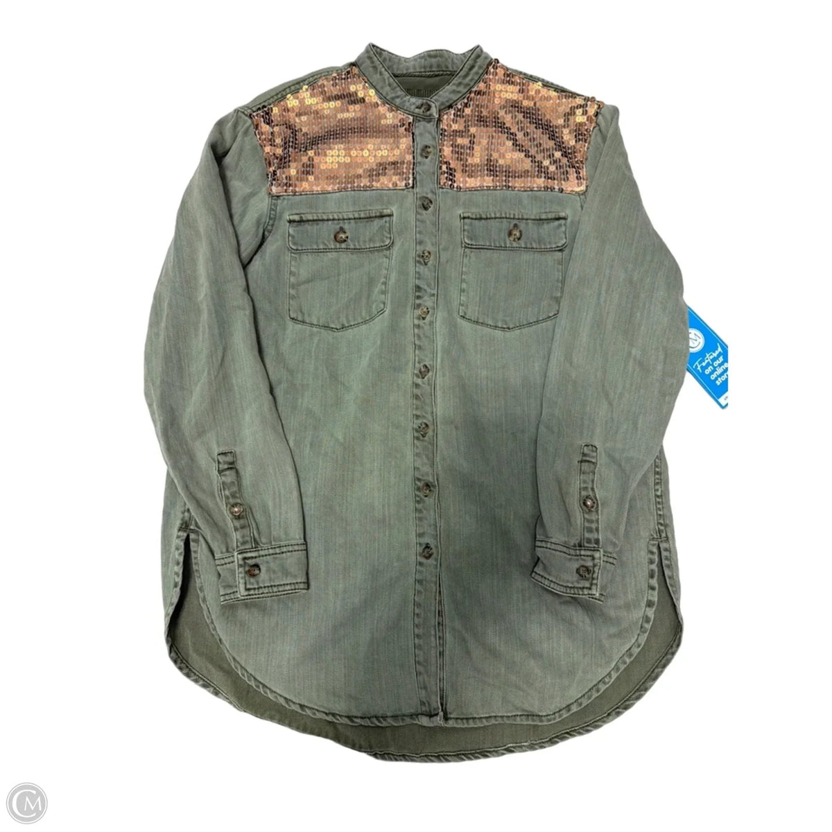 Top Long Sleeve By Anthropologie In Brown & Green, Size: Xs
