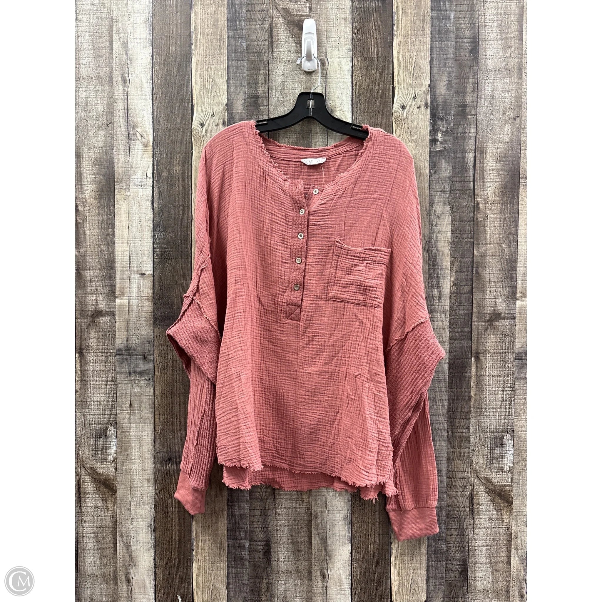 Top Long Sleeve By Cme In Pink, Size: M