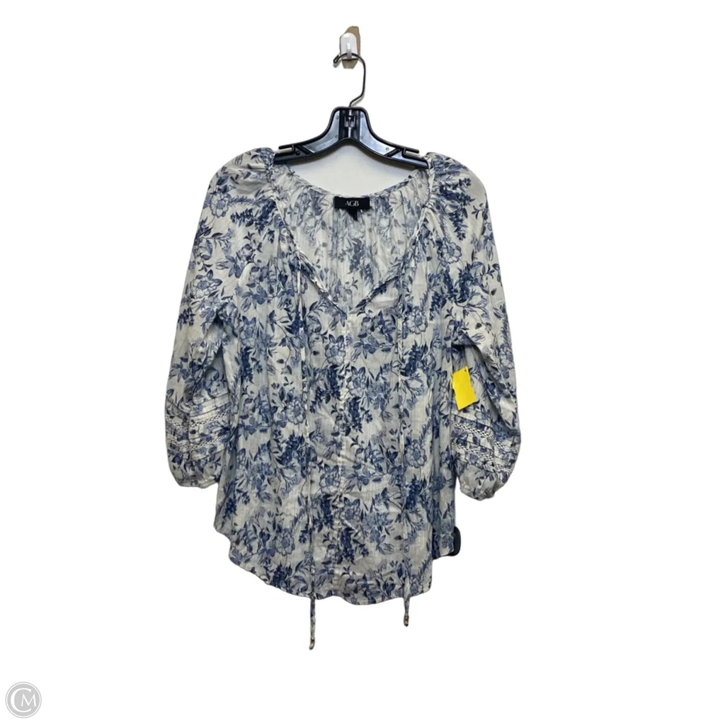 Top 3/4 Sleeve By Agb In Blue, Size: L