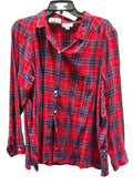 Top Long Sleeve By J. Jill In Plaid Pattern, Size: L