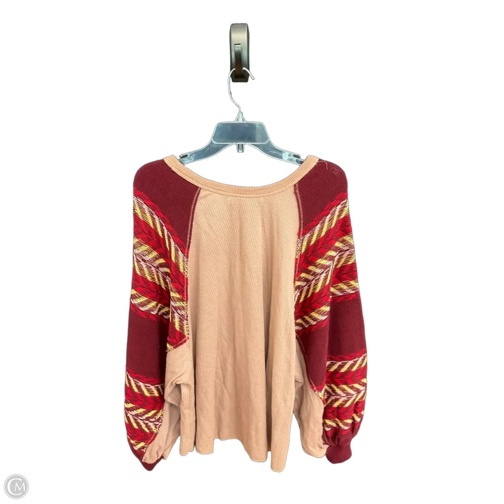 Top Long Sleeve By Free People In Pink & Red, Size: M