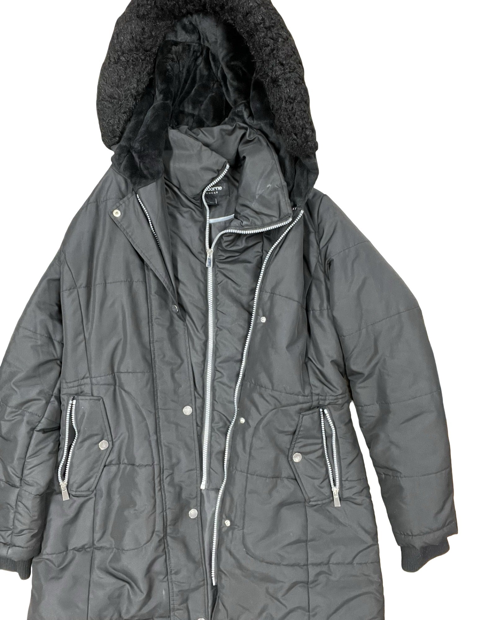 Coat Puffer & Quilted By Liz Claiborne In Black, Size:S