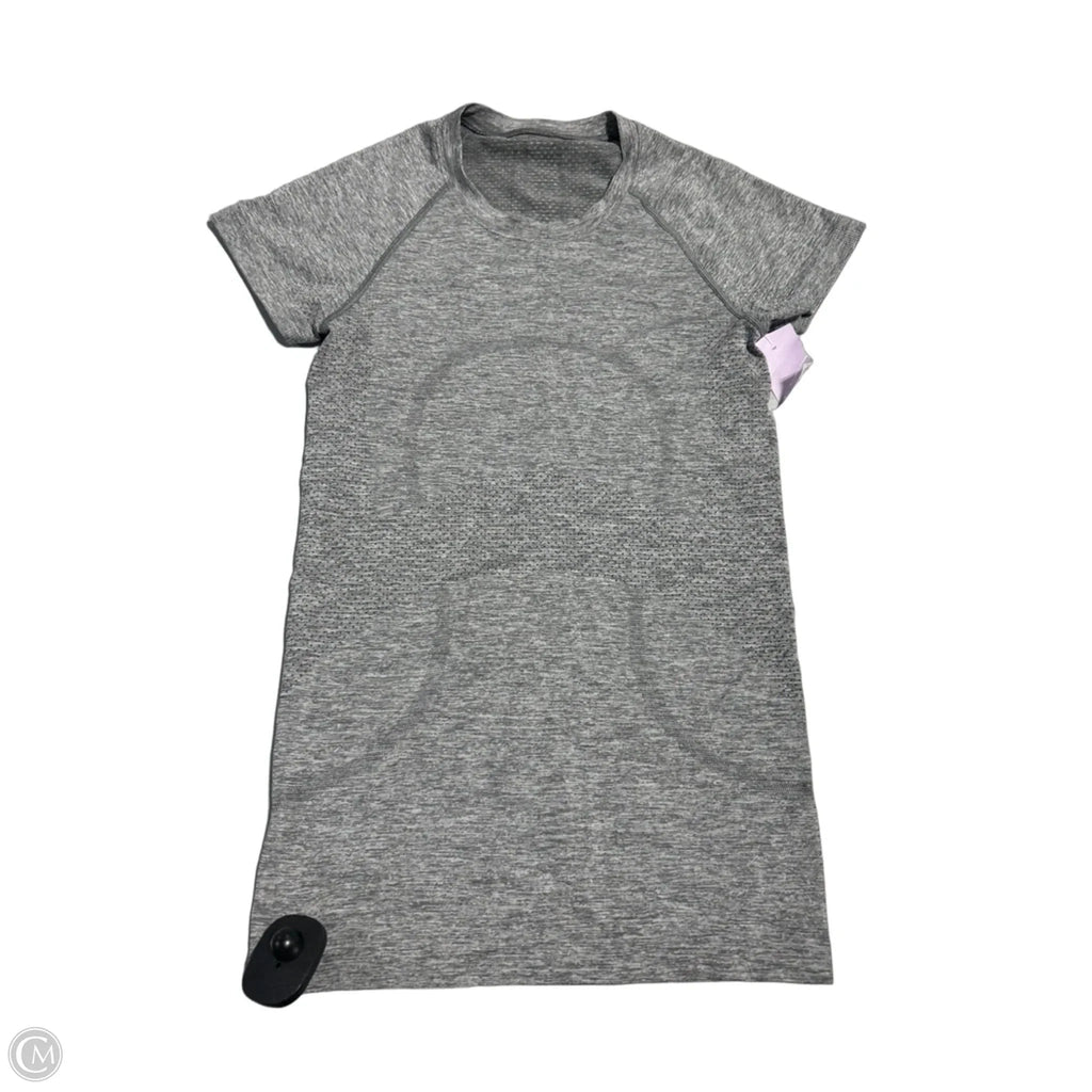 Athletic Top Short Sleeve By Lululemon In Grey, Size: Xs