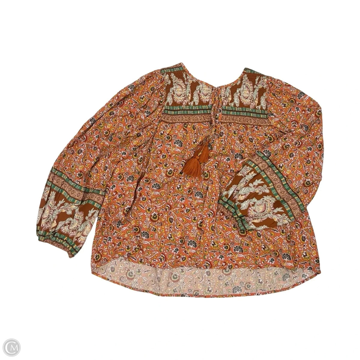 Blouse Long Sleeve By Grace + Karma In Orange, Size: Xl