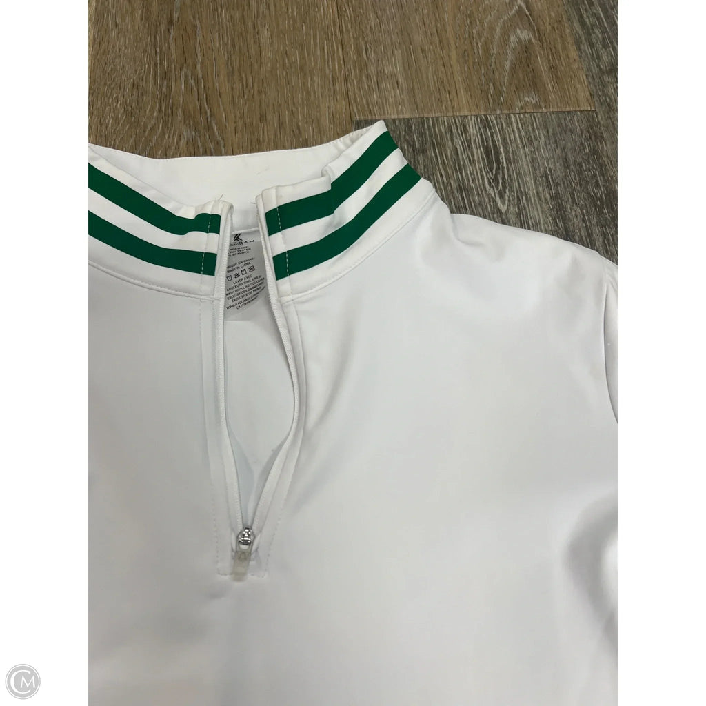 Athletic Top Long Sleeve Collar By Kyodan In Green & White, Size: M