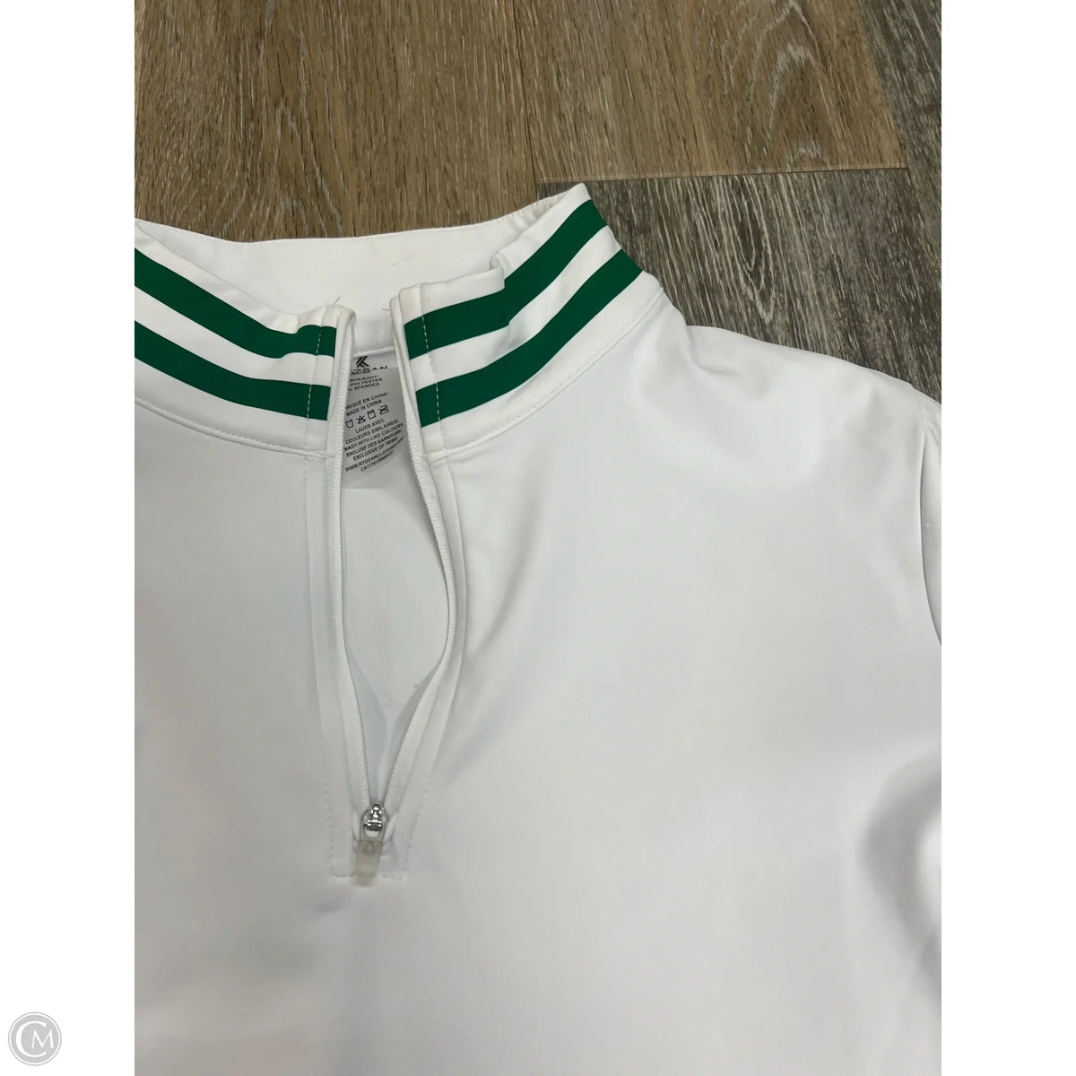 Athletic Top Long Sleeve Collar By Kyodan In Green & White, Size: M