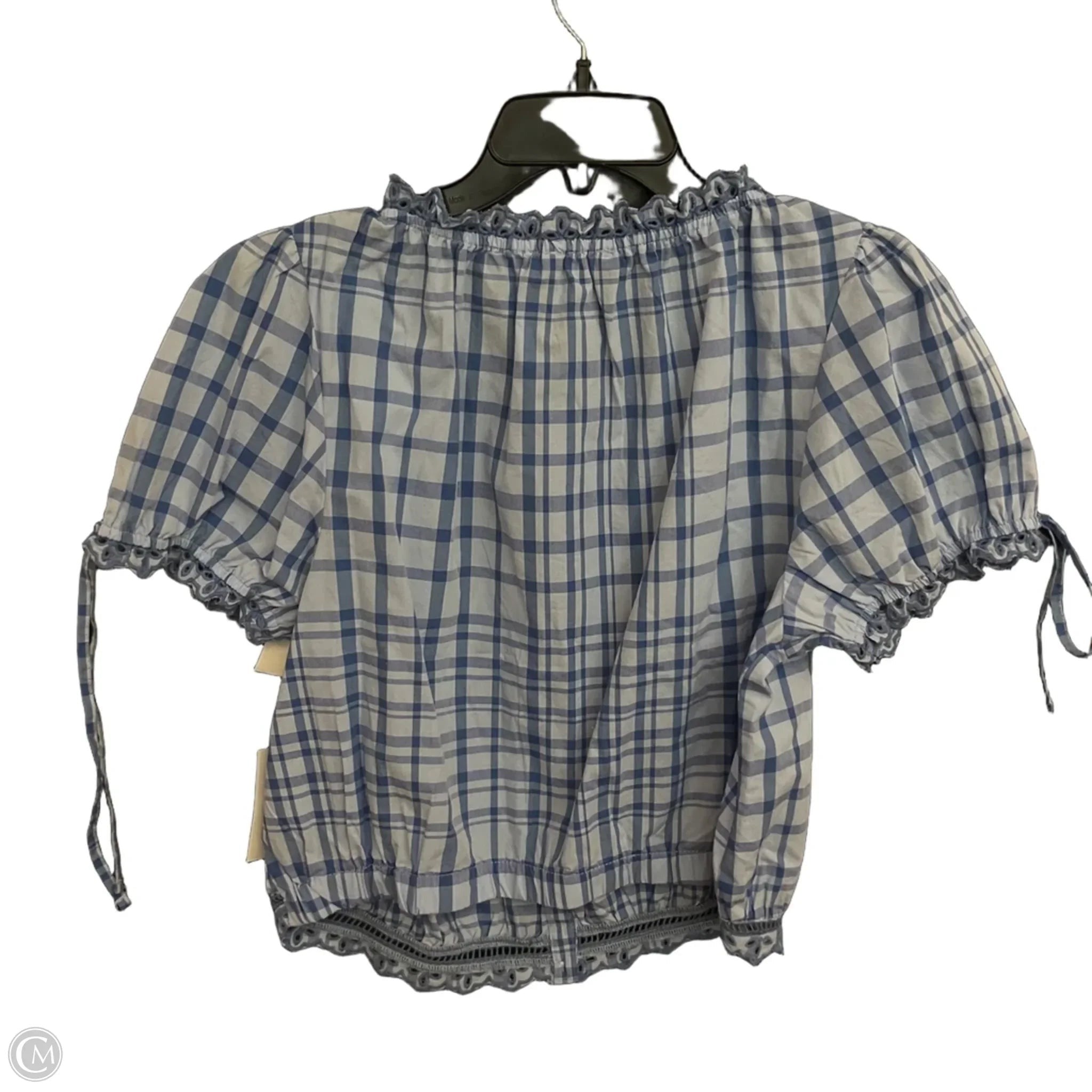 Blouse Short Sleeve By Free Assembly In Blue, Size: L