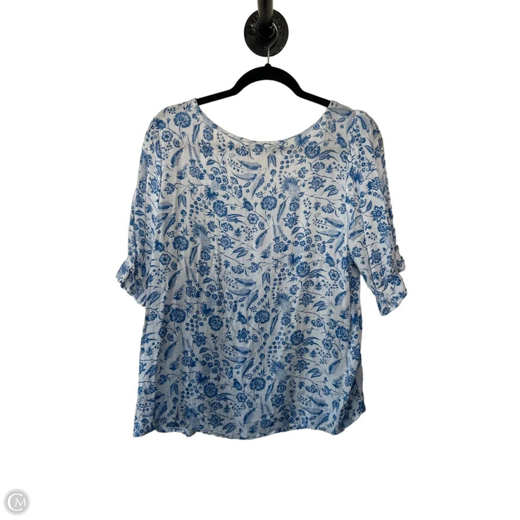 Top Short Sleeve By Lucky Brand In Blue & White, Size: Xl