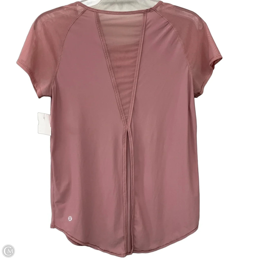Athletic Top Short Sleeve By Lululemon In Pink, Size: 8