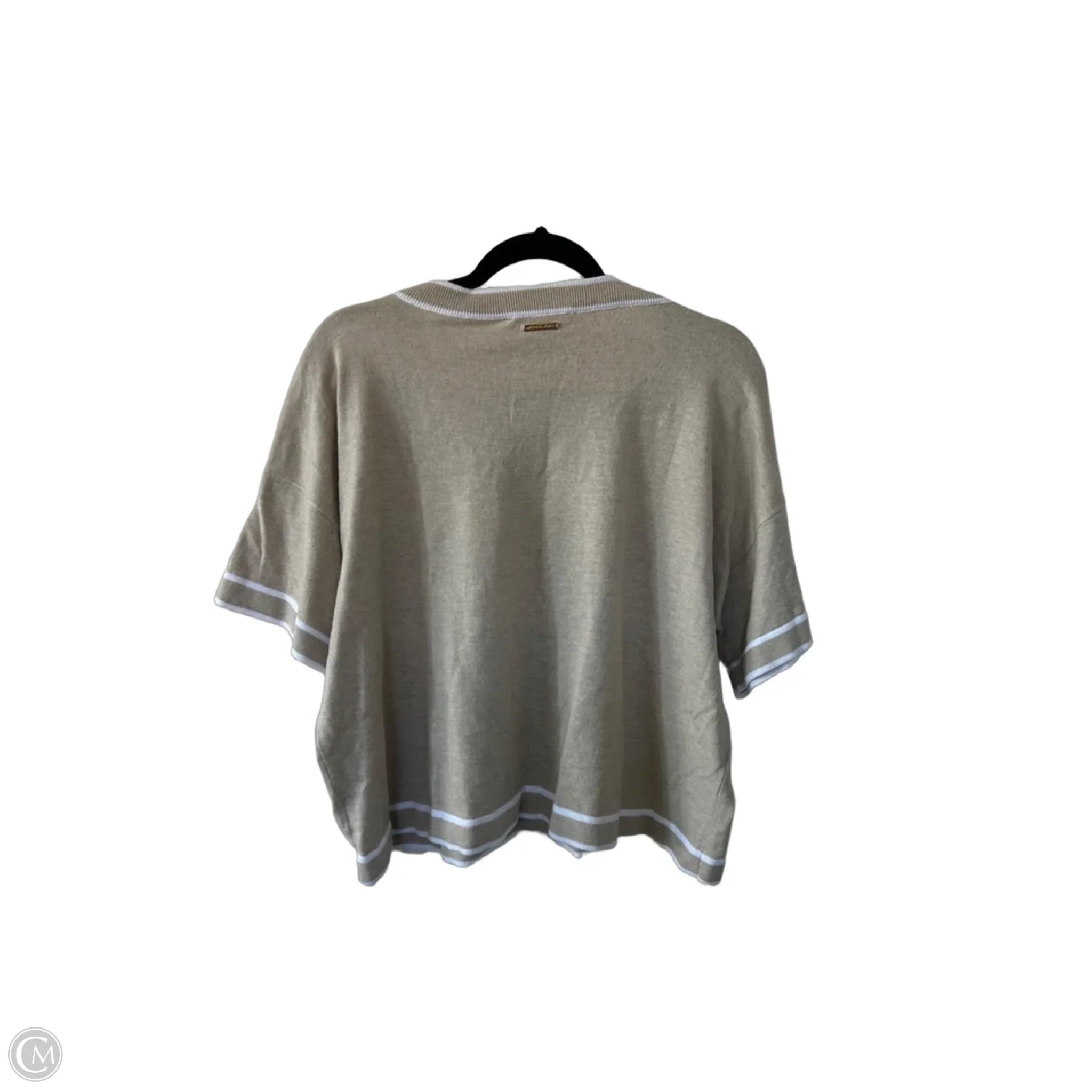 Sweater Short Sleeve By Michael By Michael Kors In Tan & White, Size: Xl