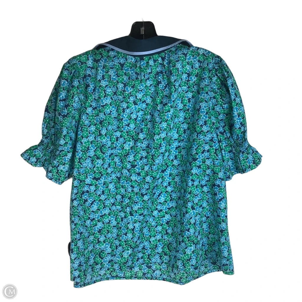 Top Short Sleeve By Entro In Blue & Green, Size: L