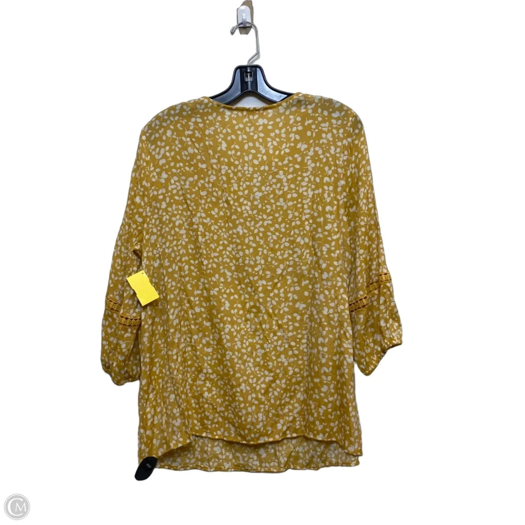 Top 3/4 Sleeve By Como Vintage In Yellow, Size: L