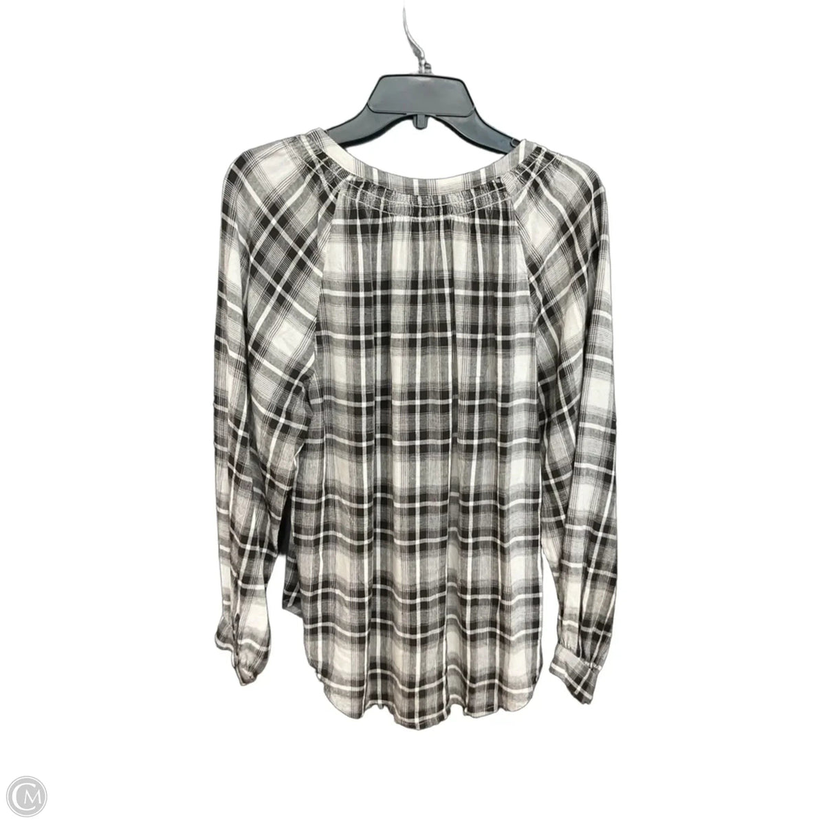 Top Long Sleeve By Loft In Plaid Pattern, Size: M