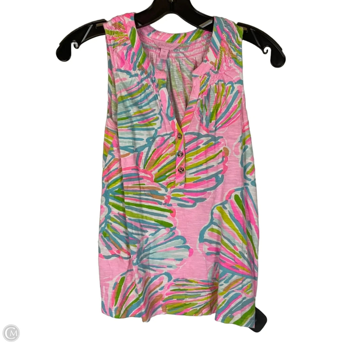 Top Sleeveless Designer By Lilly Pulitzer In Blue & Pink, Size: Xs