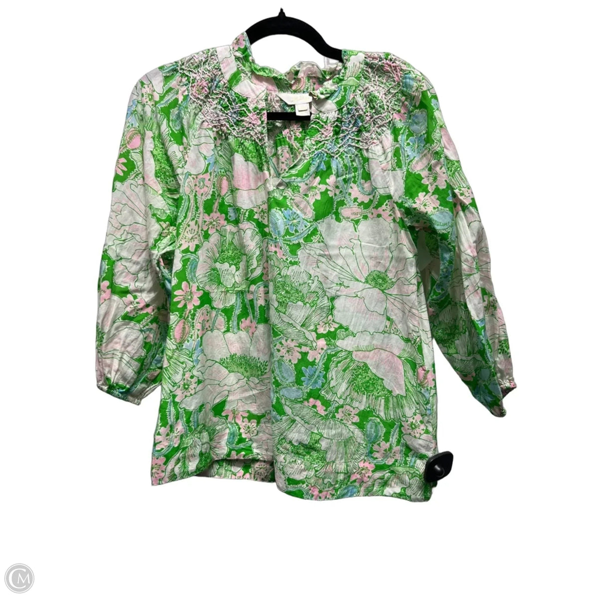 Top Long Sleeve Designer By Lilly Pulitzer In Green & Pink, Size: Xxs