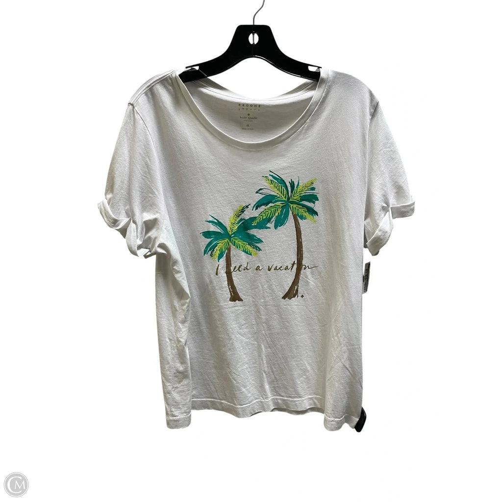 Top Short Sleeve Designer By Kate Spade In White, Size: Xl