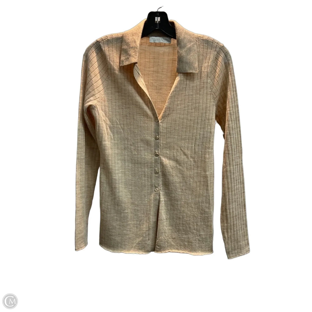 Top Long Sleeve By Abercrombie And Fitch In Tan, Size: S