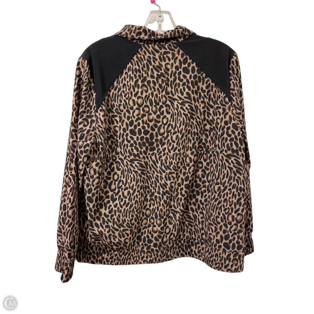Athletic Jacket By Chicos In Animal Print, Size: L